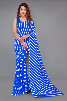 Anand Sarees Printed, Striped, Polka Print Daily Wear Georgette Saree(Blue)