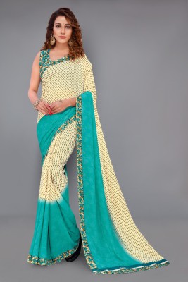 Anand Sarees Printed, Paisley, Ombre Daily Wear Georgette Saree(Beige, Light Green)