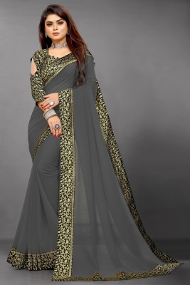 SM TRENDZ Self Design, Dyed Bollywood Georgette, Art Silk Saree(Grey)
