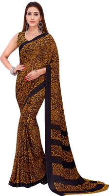 Anand Sarees Animal Print Daily Wear Georgette Saree(Mustard)
