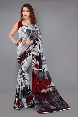 Anand Sarees Printed Daily Wear Georgette Saree(Grey)