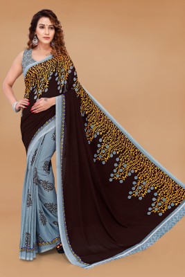 Anand Sarees Printed Daily Wear Georgette Saree(Black, Grey)