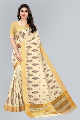 SARETRA MALL Printed Bollywood Art Silk Saree(Beige)