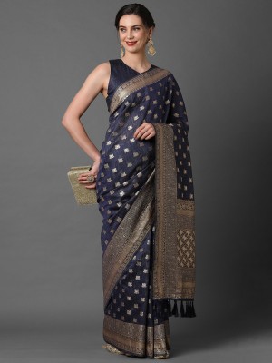 Ratnavati Woven Kanjivaram Silk Blend Saree(Dark Blue)