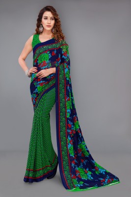 Anand Sarees Printed, Paisley, Floral Print Daily Wear Georgette Saree(Green)