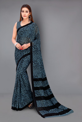 Anand Sarees Printed Bollywood Georgette Saree(Grey)