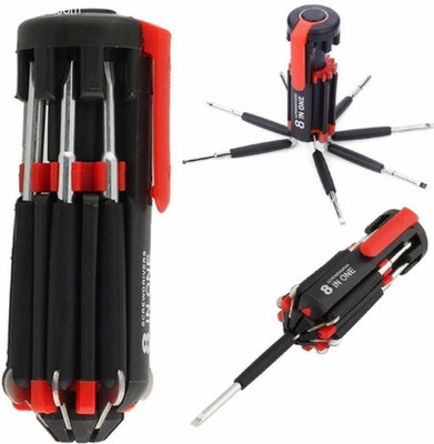 VDHP VS Steel 8-in-1 Multi-Function Screwdriver Tool Kit Set and 6 LED Light Torch (Standard, Multicolour) Standard Screwdriver Set(Pack of 1)