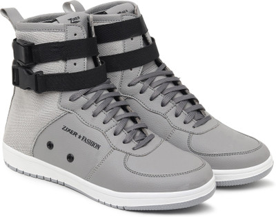 Zixer High Tops For Men(Grey, White , 10)
