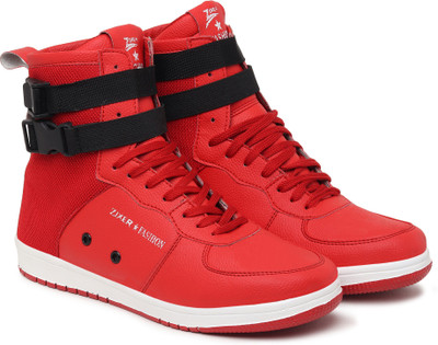 Zixer High Tops For Men(Red, White , 7)