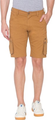 Spykar Solid Men Yellow Cargo Shorts