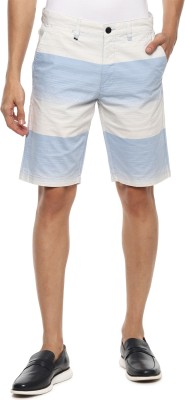 LOUIS PHILIPPE Striped Men Blue, White Regular Shorts