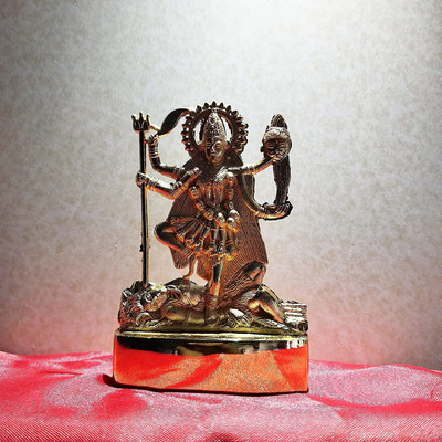 ADIYOGI decor Goddess Maa Kali Statues Idol for Temple, Home Office Decor Car Dashboard Decorative Showpiece  -  12 cm(Metal, Gold)