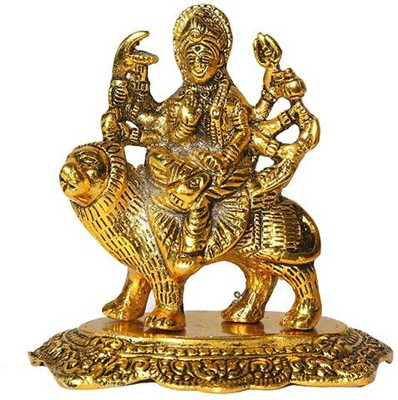 NIRMAL HANDI CRAFT Goddess Maa Durga Murti in Metal Antique Gold Finish Decorative Showpiece Decorative Showpiece  -  12 cm(Metal, Gold)