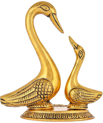 NIRMAL HANDI CRAFT Pair of Kissing Duck Decorative Showpiece Metal Swan Set Statue for Home Table Office Desk Decoration - Gift for him her Couple Anniversary Birthday Decorative Showpiece  -  27.1 cm(Metal, Gold)