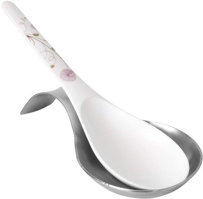 NEEVAR Stainless Steel Spoon Rest/Spoon/Spatula/Ladle Rest Holder, Heavy Duty & Brushed Finish, Stainless Steel Table Spoon(Pack of 1)