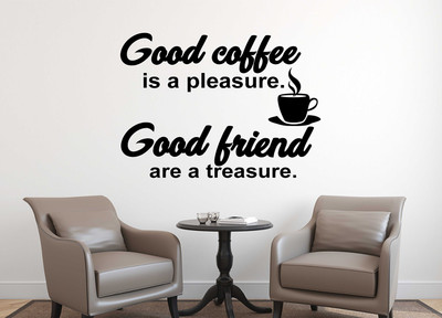 HAPPYSTICKY 45 cm Good Coffee Self Adhesive Sticker(Pack of 1)