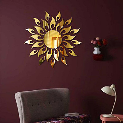 wall1ders 45.72 cm Golden Sun 1.5 Feet Self Adhesive Sticker(Pack of 1)
