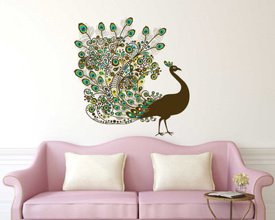 HAPPYSTICKY 50 cm Peacock Self Adhesive Sticker(Pack of 1)