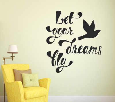 WALLSTICK 65 cm Let Your Dreams Fly Removable Sticker(Pack of 1)
