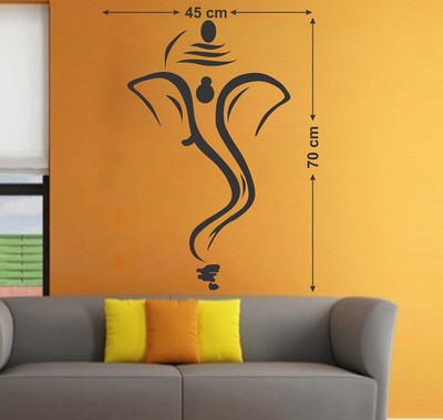 HAPPYSTICKY 70 cm Lord Ganesh Self Adhesive Sticker(Pack of 1)