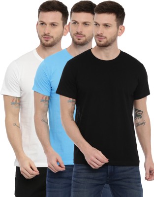 FLYBOX Solid Men Round Neck Multicolor T-Shirt