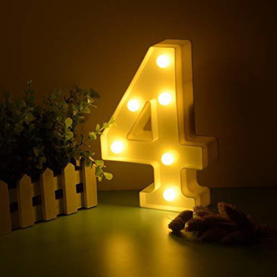 Balloonistics 3D LED Marquee Number Lights Sign, Light Up Number Lights for Decoration Table Lamp(25 cm, Number 4)