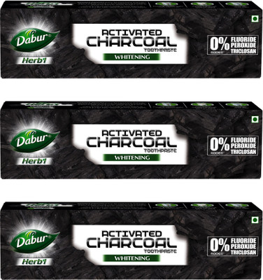 Dabur Herb'l Activated Charcoal and Mint (Black Gel) Toothpaste(360 g, Pack of 3)