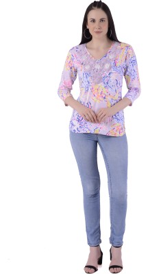 Mrianna Casual Printed Women Purple Top