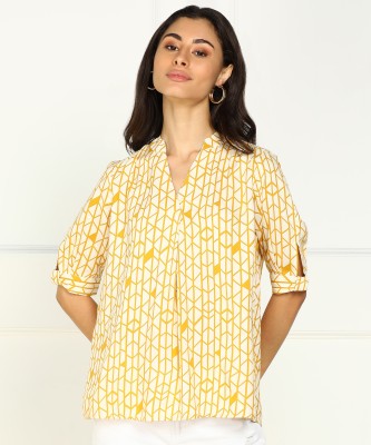 ONLY Casual Short Sleeve Printed Women Yellow Top