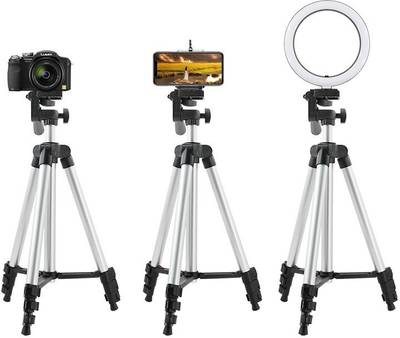 hactic High Quality Tripod Stand Kit Monopod 360 Degree 3110 Portable Digital Camera DSLR Mobile Stand Holder Camcorder Tripod Stand Adjustable Head Lightweight Aluminum Flexible Portable Three-way stand Compatible Al Smartphone Best Use for Make Videos on Instagram Reels, Tiktok,Vigo Video,Snapchat, YouTube Mobile Holder Tripod Tripod Kit