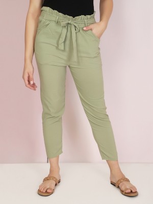 BuyNewTrend Skinny Fit Women Green Trousers