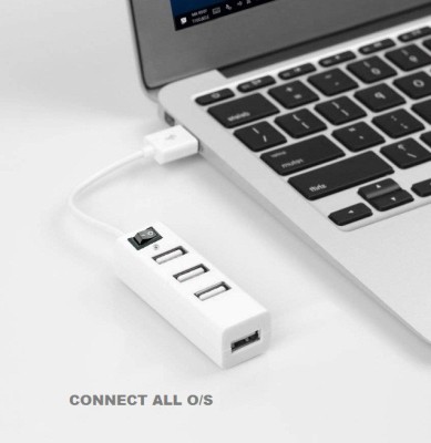 POZUB NEW ARRIVAL PORTABLE FASTER 4 PORT ULTRA SLIM USB 3.0 HUB | FOR LAPTOPS AND COMPUTERS | WITH LED INDICATION 4 PORT USB 3.0 HUB PZB-4PT75B97 USB CHARGER, LAPTOP ACCESSORY, USB HUB EXPANSION HUB RELEVANCE 4 Port USB Hub USB Hub, USB Charger(White)