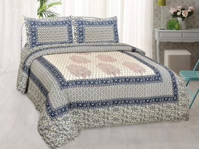 sapphirelanes 210 TC Cotton King, King Floral Flat Bedsheet(Pack of 1, Blue, Mult color)