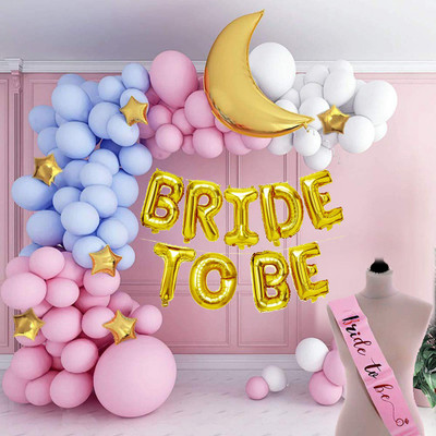 SOI Bride to Be Gold with Foil and Latex Balloons & Sash Complete Decoration Combo for Bride Bachelorette Party Hen Party Decoration(Set of 49)