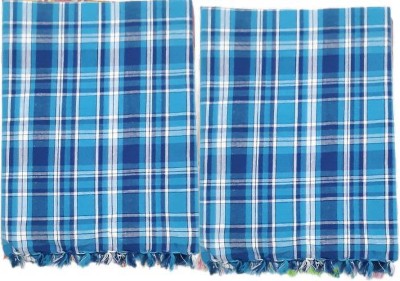 Nissi Checkered Single Top Sheet for  Mild Winter(Cotton, Blue)