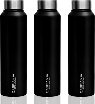 CASPIAN /// CASPIAN Astra Stainless Steel Fridge Water Bottle, 1000 ML, Set of 3, Black 1000 ml Bottle(Pack of 3, Black, Steel)