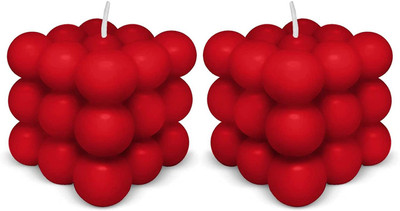 Shraddha Creation Bubble3x3 Candle(Red, Pack of 2)