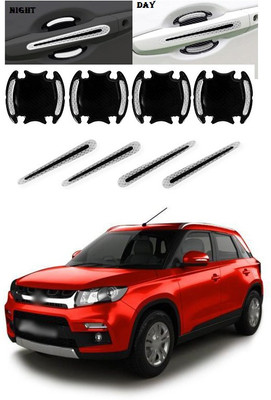 PRTEK Plastic Car Door Guard(Silver, Black, Pack of 8, Maruti, Universal For Car)