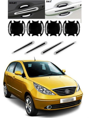PRTEK Plastic Car Door Guard(Silver, Black, Pack of 8, Tata, Indica Vista)
