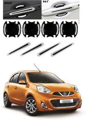 PRTEK Plastic Car Door Guard(Silver, Black, Pack of 8, Nissan, Micra)