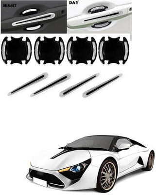 PRTEK Plastic Car Door Guard(Silver, Black, Pack of 8, Universal For Car, Universal For Car)