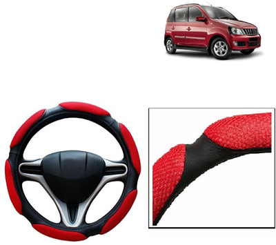 VOCADO Hand Stiched Steering Cover For Mahindra Quanto(Red, Leatherite)