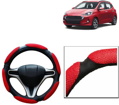 VOCADO Hand Stiched Steering Cover For Hyundai Grand i10(Red, Leatherite)