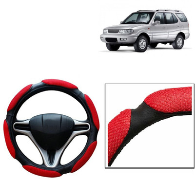 VOCADO Hand Stiched Steering Cover For Tata Safari(Red, Leatherite)