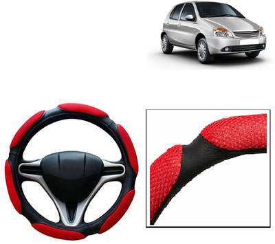 VOCADO Hand Stiched Steering Cover For Tata Indica(Red, Leatherite)