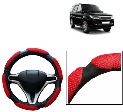 VOCADO Hand Stiched Steering Cover For Tata Safari Storme(Red, Leatherite)