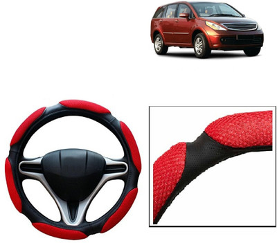 VOCADO Hand Stiched Steering Cover For Tata Aria(Red, Leatherite)