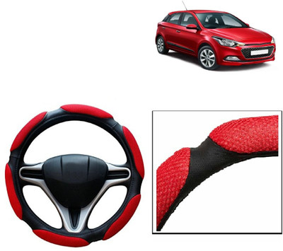 VOCADO Hand Stiched Steering Cover For Hyundai Elite i20(Red, Leatherite)