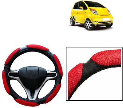 VOCADO Hand Stiched Steering Cover For Tata Nano(Red, Leatherite)