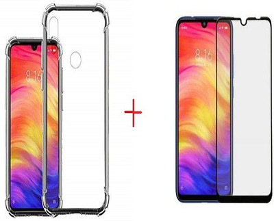 NIMMIKA ENTERPRISES Bumper Case for xiaomi redmi note 7/note 7 pro/note 7s bumper back cover & matte screen guard(Transparent, Black, Shock Proof, Pack of: 1)
